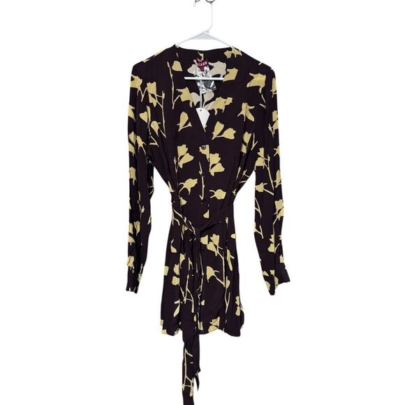 STAUD Black and Yellow Floral Long Sleeve Dress - Picture 2 of 2
